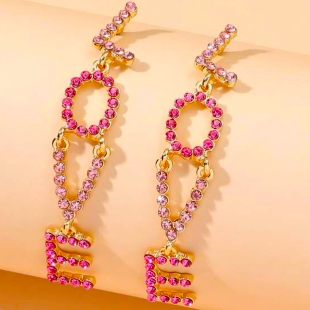 Betsey Johnson Cubic Zirconia LOVE Earrings